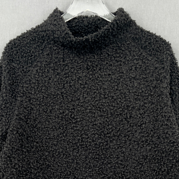 Ivy Jane Sweater Women M Gray Mock Neck Crop Flock Boucle Textured Pullover - Picture 4 of 11